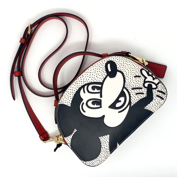 Coach Disney Mickey Mouse X Keith Haring Serena Satchel Chalk Leather C7234 - Picture 2 of 10